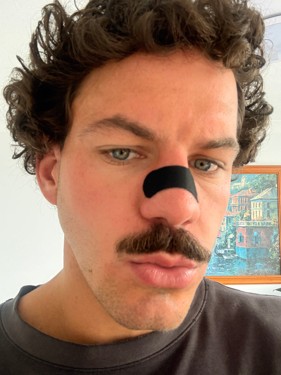 Rory wearing a nose strip